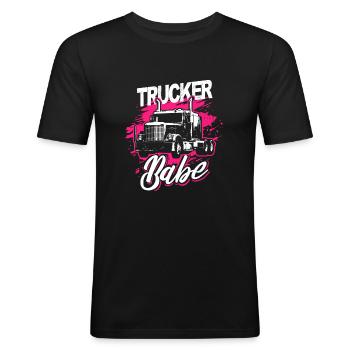 Trucker Babe LKW Fernfahrer Lastwagenfahrer Truck - Männer Slim Fit T-Shirt - Schwarz - Vorne - Nik (191cm)