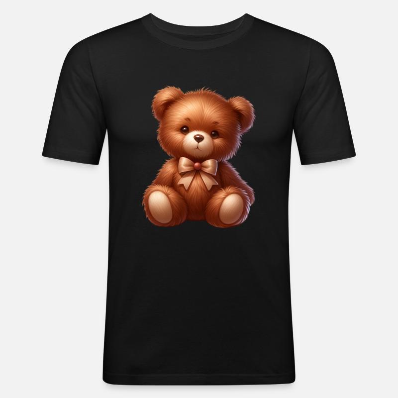 Teddybär - Männer Slim Fit T-Shirt - Schwarz