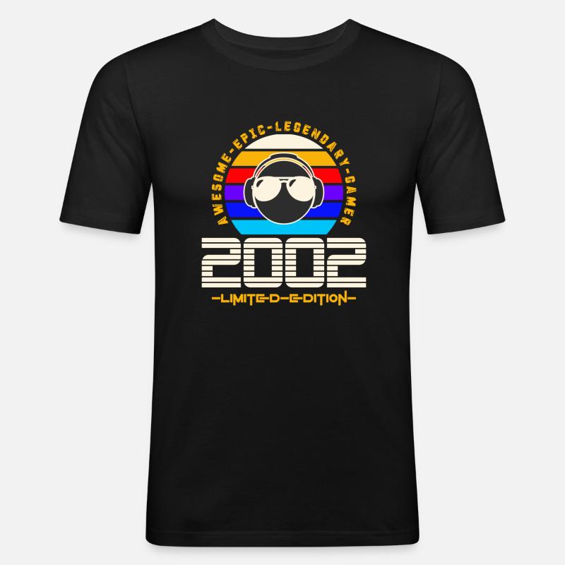 2002 - Männer Slim Fit T-Shirt - Schwarz