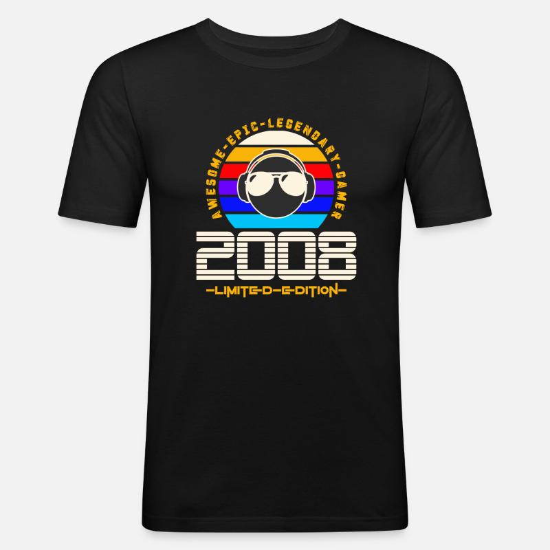2008 - Männer Slim Fit T-Shirt - Schwarz