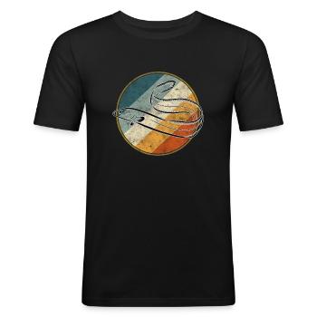 Aal Angeln Retro - Männer Slim Fit T-Shirt - Schwarz - Vorne - Nik (191cm)
