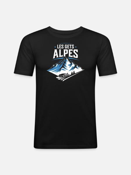 Les Gets - Alpes - T-shirt près du corps Homme - noir