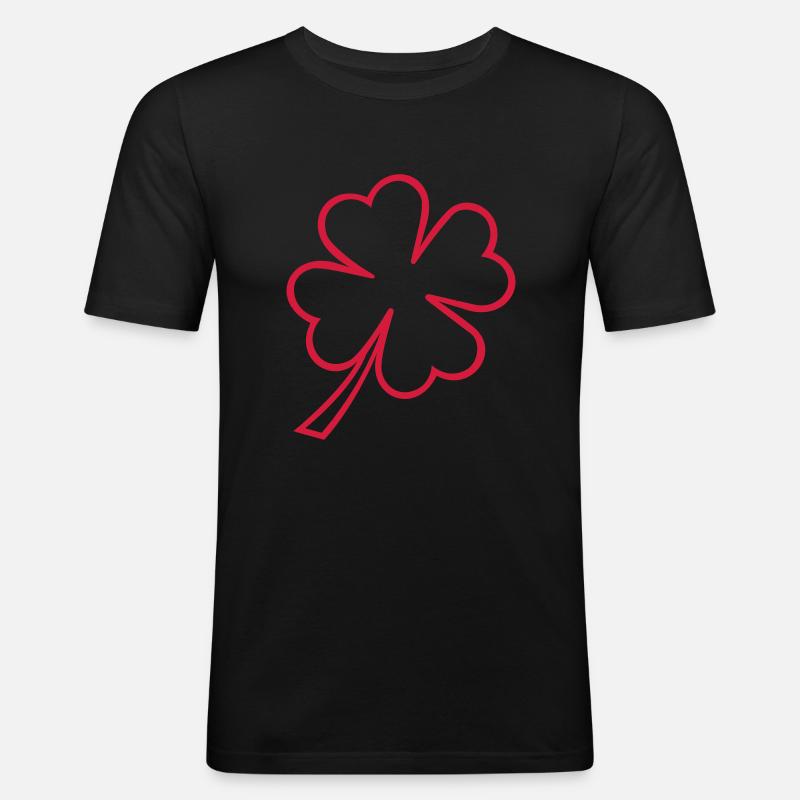 lucky clover st patrick - Männer Slim Fit T-Shirt - Schwarz