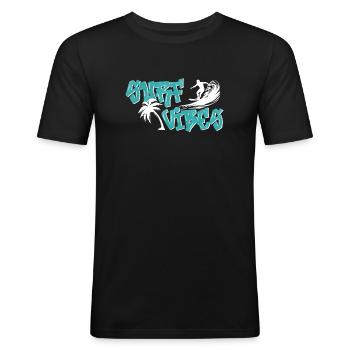 Surf Vibes - Men / Boys - Men's Slim Fit T-Shirt - black - Front - Nik (191cm)