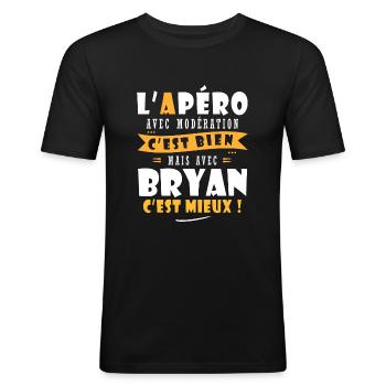 Bryan Apero T shirt Humour personnalisé bryan - T-shirt près du corps Homme - noir - Devant - Nik (191cm)