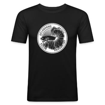 Betta Splendens Tattoo Siamesischer Kampffisch - Männer Slim Fit T-Shirt - Schwarz - Vorne - Nik (191cm)