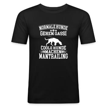 Personensuchhund coole Hunde machen Mantrailing - Männer Slim Fit T-Shirt - Schwarz - Vorne - Nik (191cm)