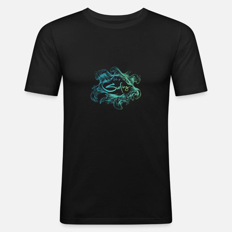 Let's go Surfing - Artwork - Männer Slim Fit T-Shirt - Schwarz