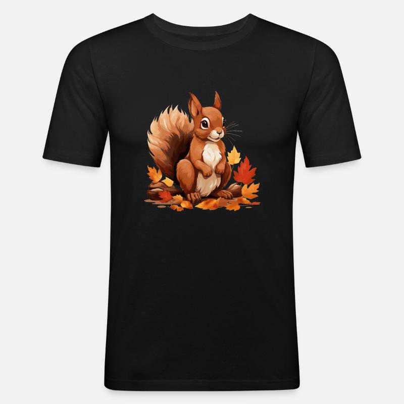 kleines Eichhörnchen - Männer Slim Fit T-Shirt - Schwarz