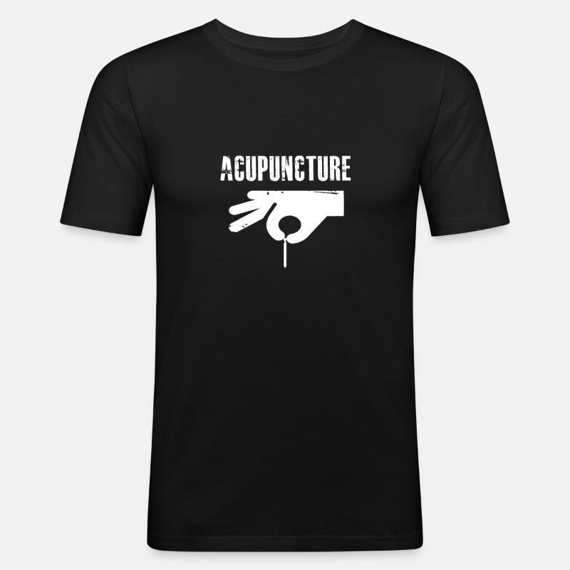 Akupunktur - Männer Slim Fit T-Shirt - Schwarz