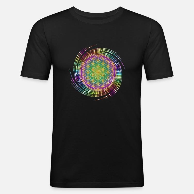 Blume des Lebens - Spirale - Männer Slim Fit T-Shirt - Schwarz