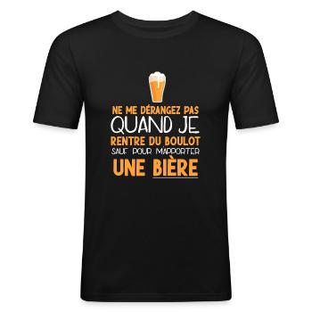 Phrase drôle alcool bière beauf - T-shirt près du corps Homme - noir - Devant - Nik (191cm)