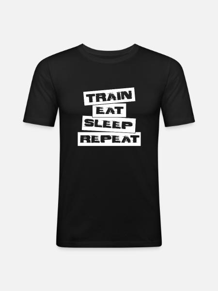 TRAIN EAT SLEEP REPEAT - Men's Slim Fit T-Shirt - black