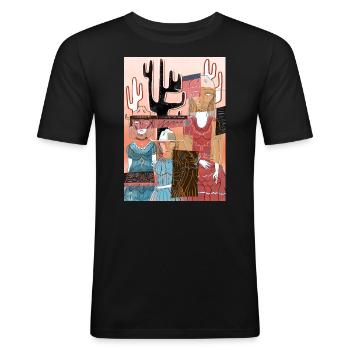 Ouest #4 - T-shirt près du corps Homme - noir - Devant - Nik (191cm)