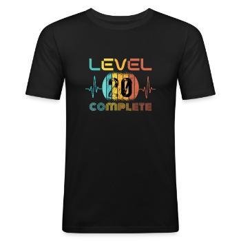 20 Jahre - 20. Geburtstag Level 20 Complete Design - Männer Slim Fit T-Shirt - Schwarz - Vorne - Nik (191cm)