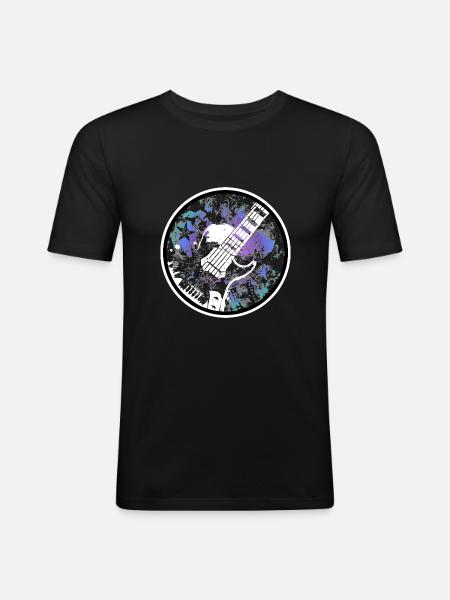 Gitarre - Männer Slim Fit T-Shirt - Schwarz