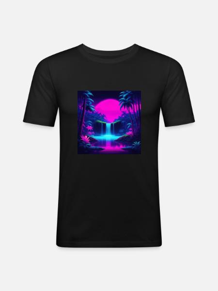 Neon Waterfall - Men's Slim Fit T-Shirt - black