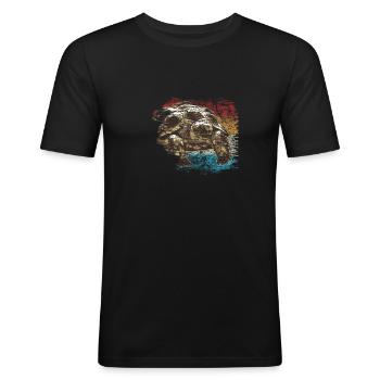 tortue - T-shirt près du corps Homme - noir - Devant - Nik (191cm)