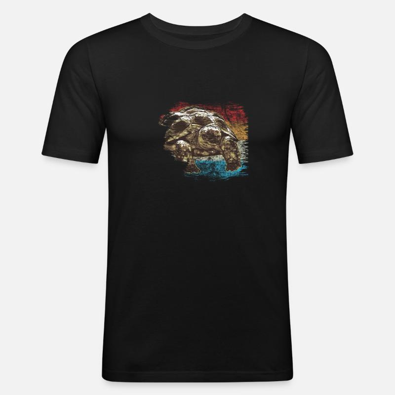 Schildkröte - Männer Slim Fit T-Shirt - Schwarz