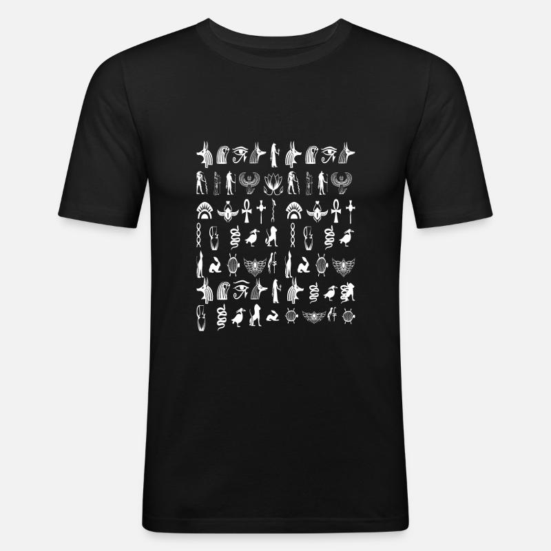 Hieroglyphe - Männer Slim Fit T-Shirt - Schwarz