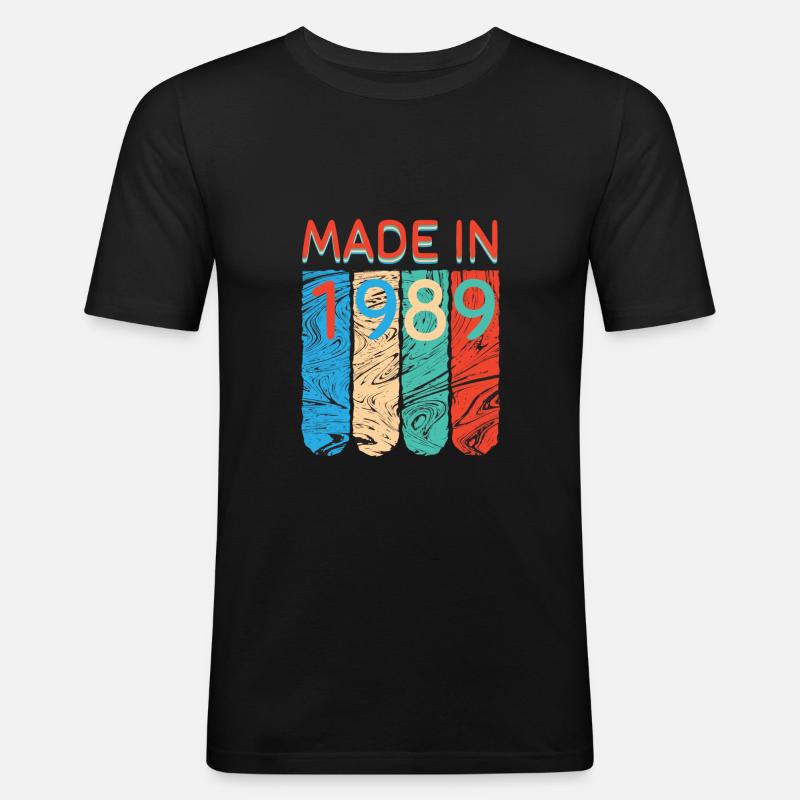 Made in 1989 - Männer Slim Fit T-Shirt - Schwarz