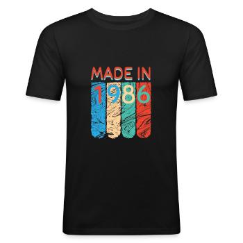 Fabriqué en 1986 - T-shirt près du corps Homme - noir - Devant - Nik (191cm)