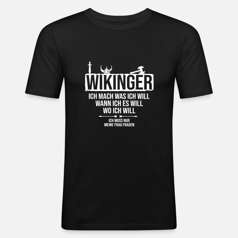 Odin Thor Wikinger - Männer Slim Fit T-Shirt - Schwarz