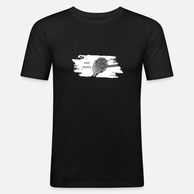 i hate people - Männer Slim Fit T-Shirt - Schwarz