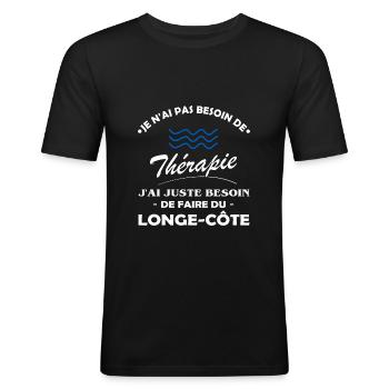 Cadeau Longe-côte Thérapie - T-shirt près du corps Homme - noir - Devant - Nik (191cm)