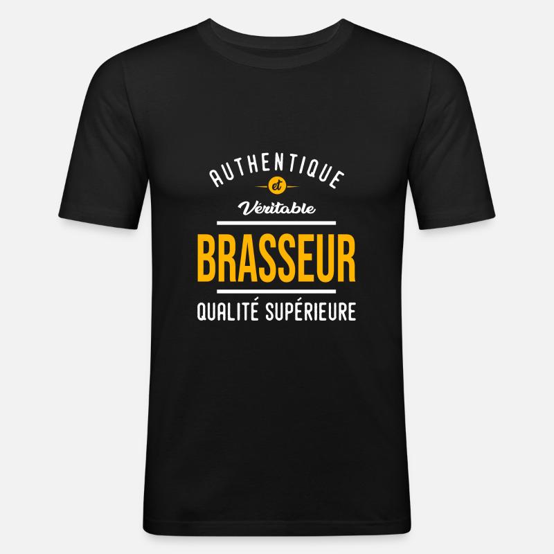 Beruf BREWER authentische Zitate Beruf - Männer Slim Fit T-Shirt - Schwarz