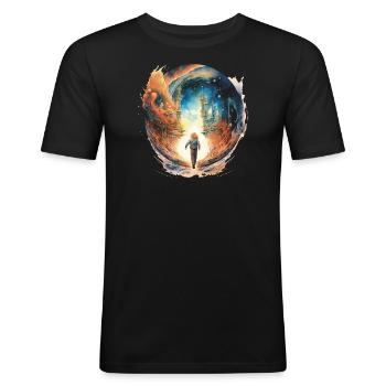 Traverser la tempête - T-shirt près du corps Homme - noir - Devant - Nik (191cm)