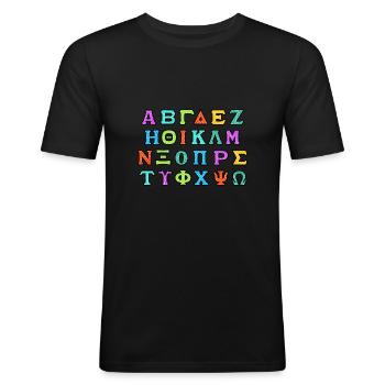 Alphabet grec - T-shirt près du corps Homme - noir - Devant - Nik (191cm)