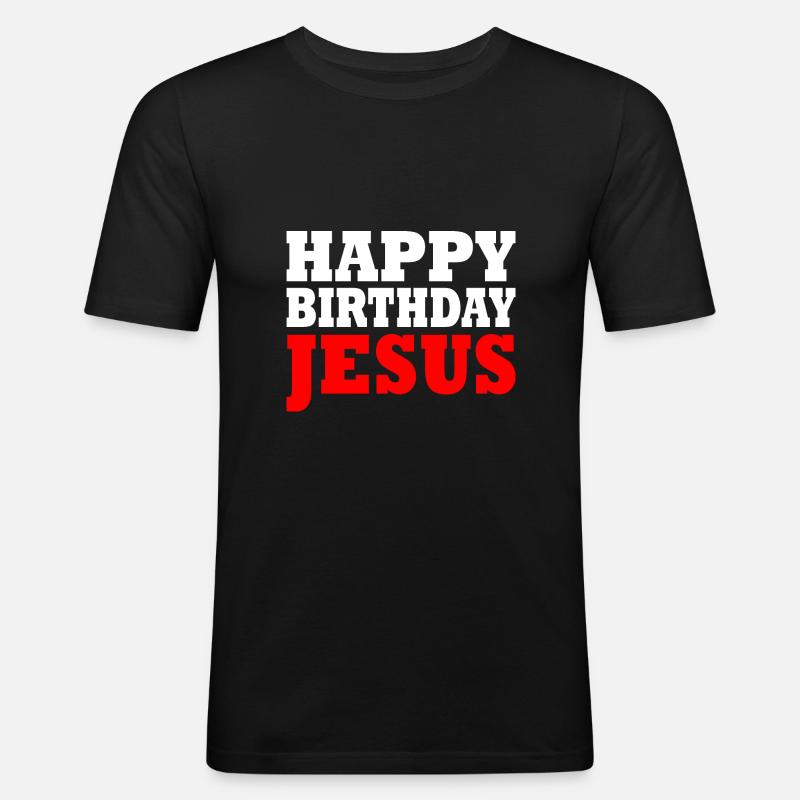 happy birthday - Männer Slim Fit T-Shirt - Schwarz