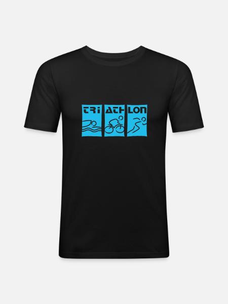 Triathlon cyan - Männer Slim Fit T-Shirt - Schwarz