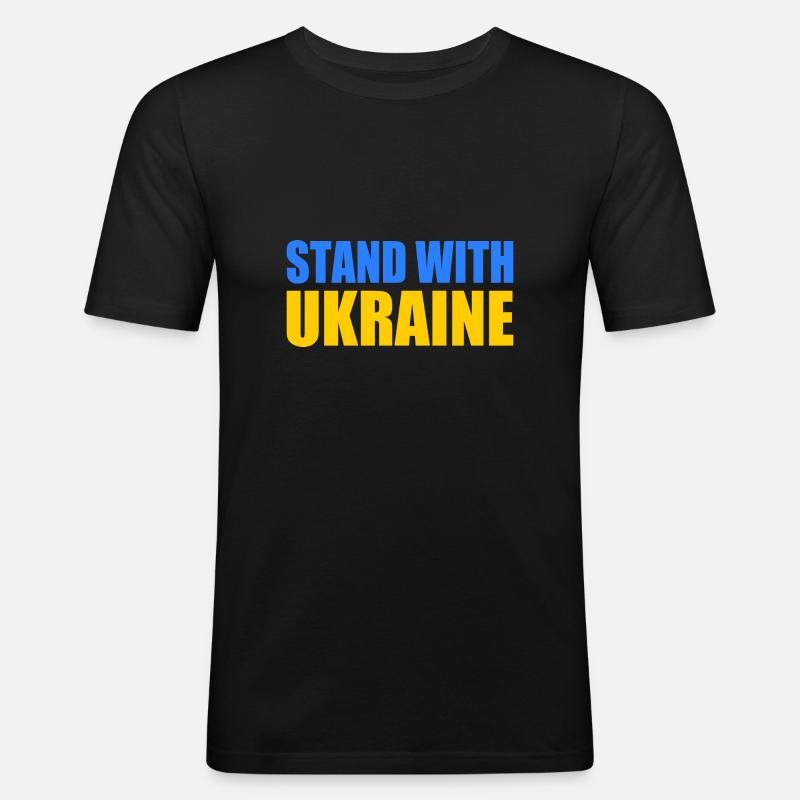 stand with ukraine - Männer Slim Fit T-Shirt - Schwarz
