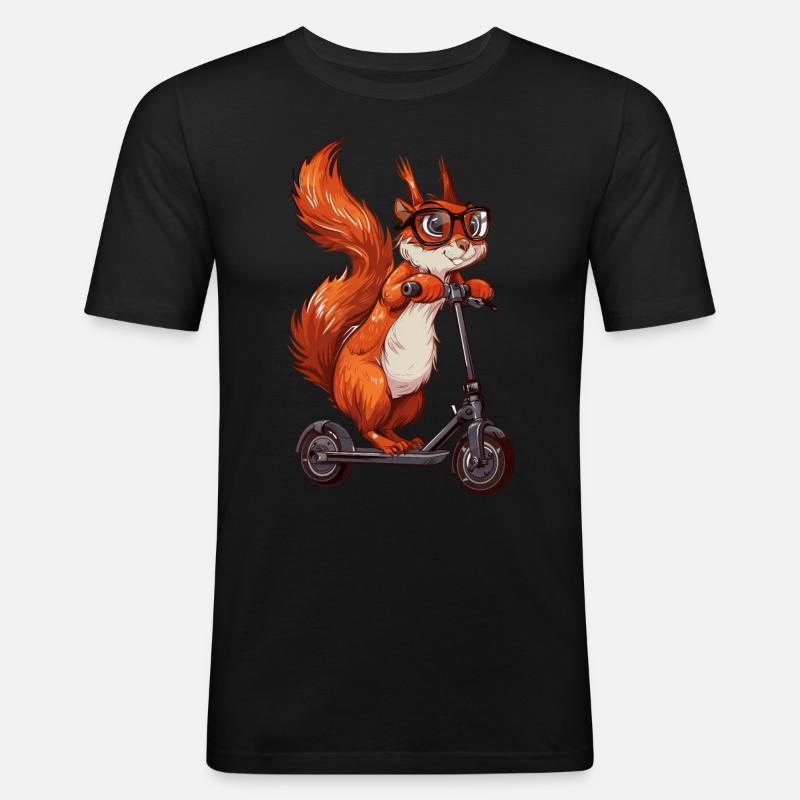 Eichhörnchen Roller - Männer Slim Fit T-Shirt - Schwarz