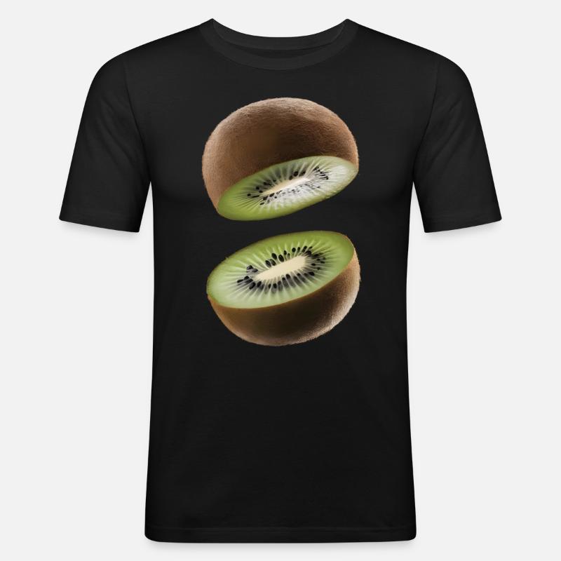 Kiwi-Geschenk - Männer Slim Fit T-Shirt - Schwarz