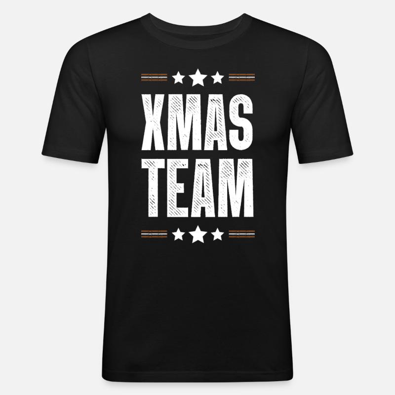 Xmas Team - Männer Slim Fit T-Shirt - Schwarz