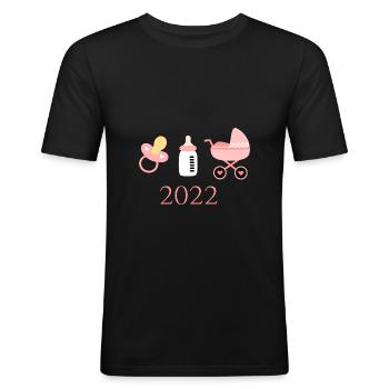 Baby 2022 Geburt Mädchen rosa Familie - Männer Slim Fit T-Shirt - Schwarz - Vorne - Nik (191cm)