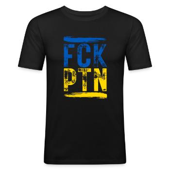 Fuck Putin FCK PTN - Herre Slim Fit T-Shirt - sort - Foran - Nik (191cm)