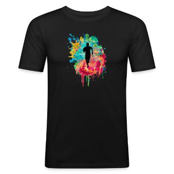 Jogging und Laufen - Männer Slim Fit T-Shirt - Schwarz - Vorne - Nik (191cm)