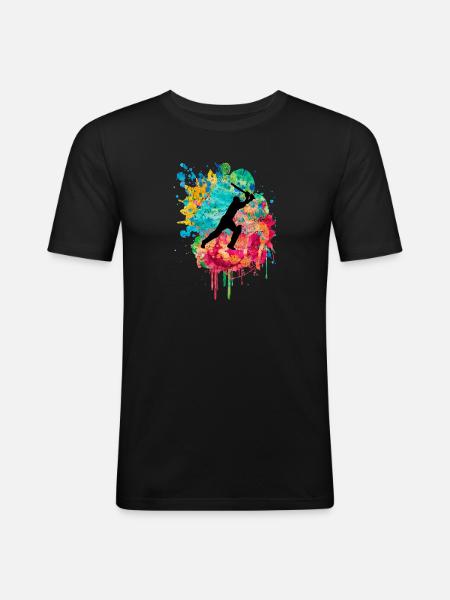 Cricketers in Popart - Men's Slim Fit T-Shirt - black