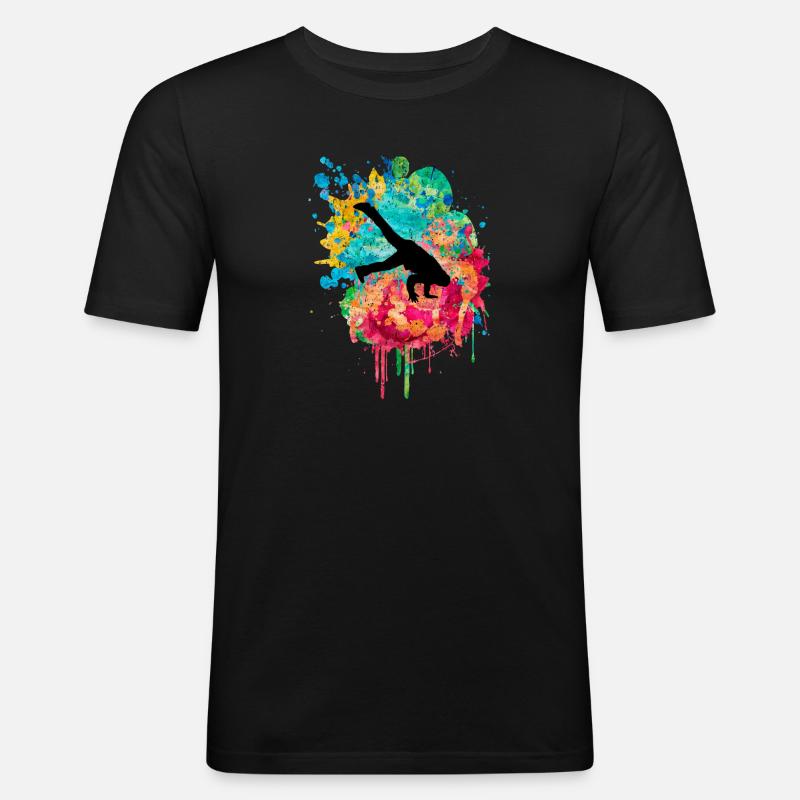 Breakdance Breakdancer PopArt - Männer Slim Fit T-Shirt - Schwarz