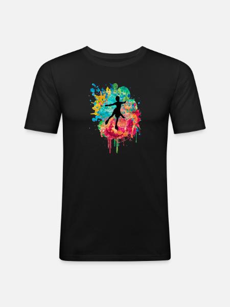 Eiskunstlauf PopArt - Männer Slim Fit T-Shirt - Schwarz
