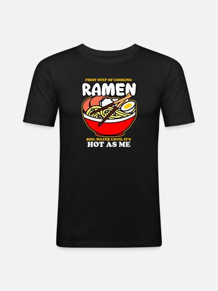 First Step Of Cooking Ramen - Men's Slim Fit T-Shirt - black