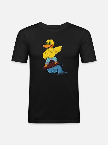 Duck Surfing - Men's Slim Fit T-Shirt - black