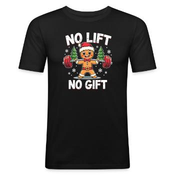 No Lift No Gift Bodybuilder Gingerbread Man Gym - Men's Slim Fit T-Shirt - black - Front - Nik (191cm)
