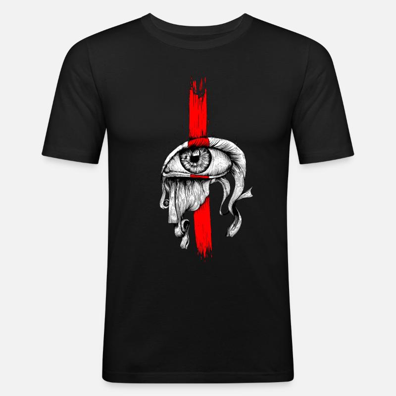 Rot eingefärbtes Auge - Männer Slim Fit T-Shirt - Schwarz
