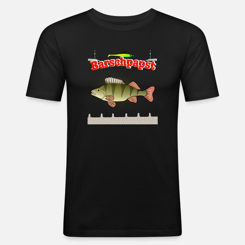 Barschpapst - Männer Slim Fit T-Shirt - Schwarz