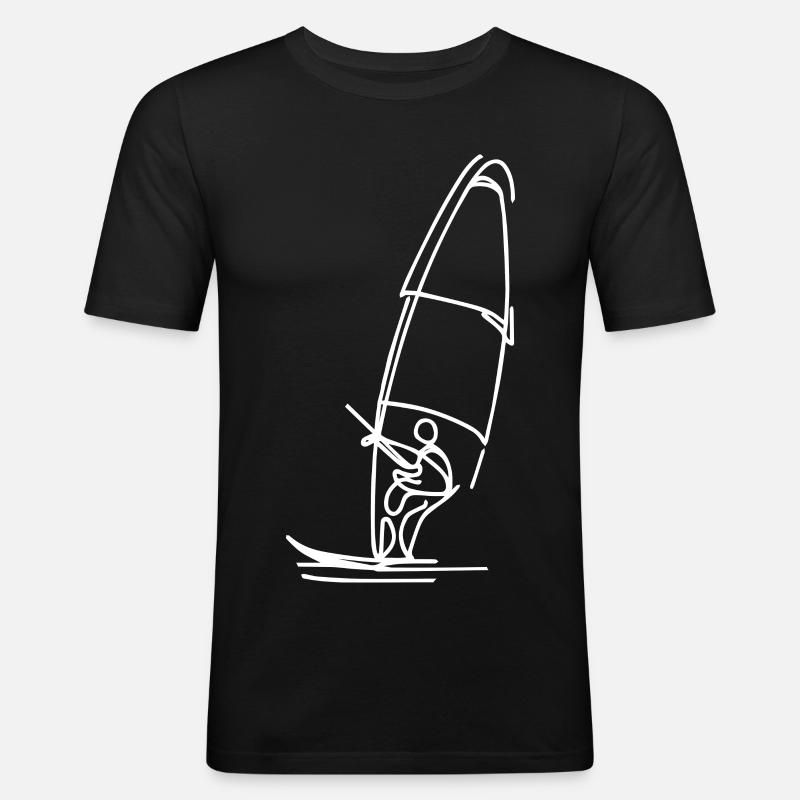 Windsurfing Skizze - Männer Slim Fit T-Shirt - Schwarz